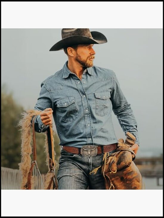 Leather Cowboy Ratchet Belt with Automatic Western Buckle